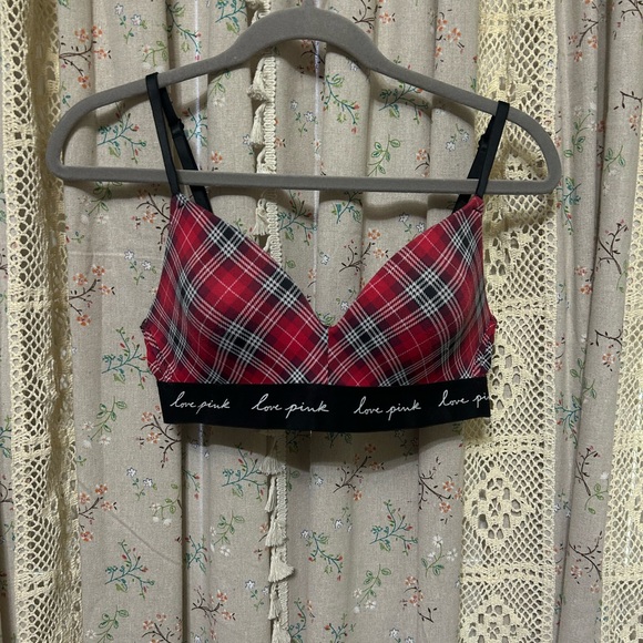 PINK Victoria's Secret Other - Victoria's Secret PINK Red Plaid Push Up Wear Everywhere Bra Size 34C